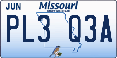 MO license plate PL3Q3A