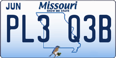 MO license plate PL3Q3B