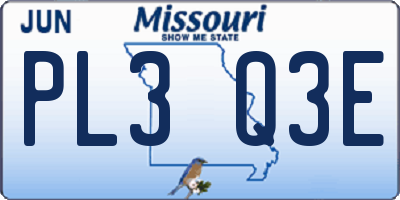 MO license plate PL3Q3E