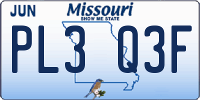 MO license plate PL3Q3F