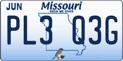 MO license plate PL3Q3G