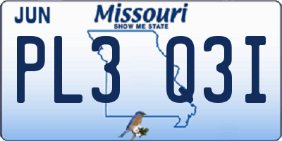 MO license plate PL3Q3I