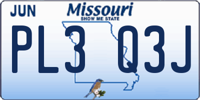 MO license plate PL3Q3J