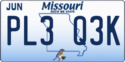 MO license plate PL3Q3K