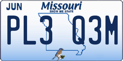 MO license plate PL3Q3M