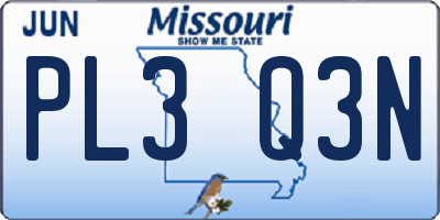 MO license plate PL3Q3N