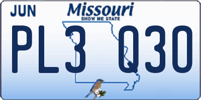 MO license plate PL3Q3O