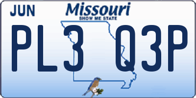MO license plate PL3Q3P