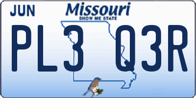 MO license plate PL3Q3R