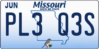 MO license plate PL3Q3S
