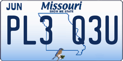 MO license plate PL3Q3U