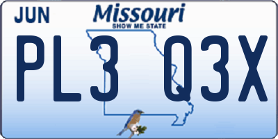MO license plate PL3Q3X