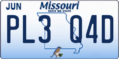 MO license plate PL3Q4D