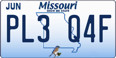 MO license plate PL3Q4F