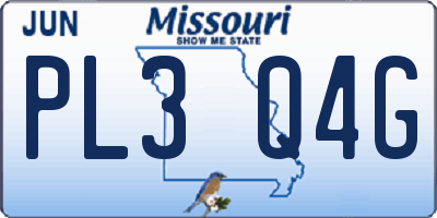 MO license plate PL3Q4G