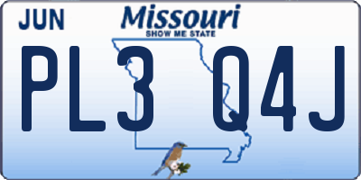 MO license plate PL3Q4J
