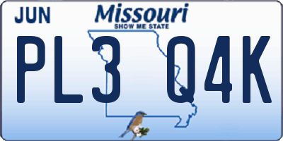 MO license plate PL3Q4K