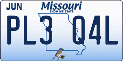 MO license plate PL3Q4L