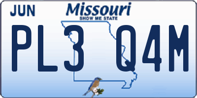 MO license plate PL3Q4M