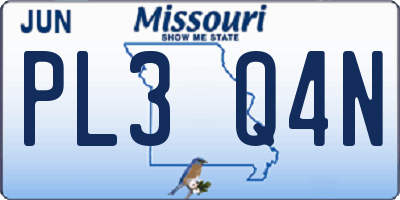 MO license plate PL3Q4N