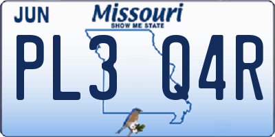 MO license plate PL3Q4R