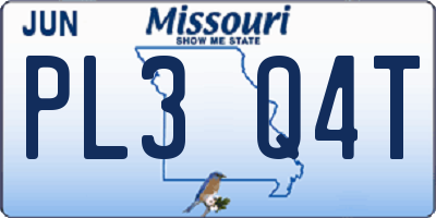 MO license plate PL3Q4T