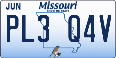 MO license plate PL3Q4V