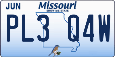 MO license plate PL3Q4W
