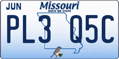 MO license plate PL3Q5C