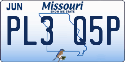 MO license plate PL3Q5P