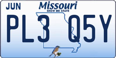 MO license plate PL3Q5Y
