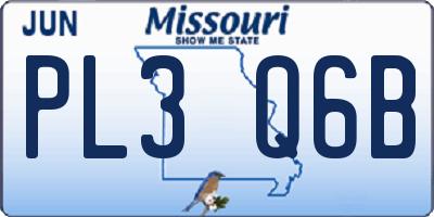 MO license plate PL3Q6B