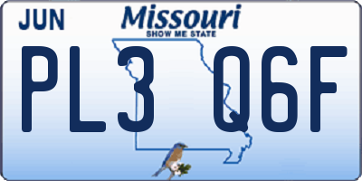 MO license plate PL3Q6F