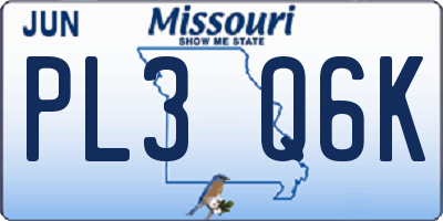 MO license plate PL3Q6K