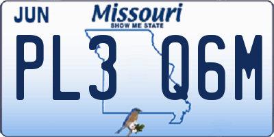 MO license plate PL3Q6M