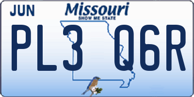 MO license plate PL3Q6R