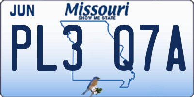 MO license plate PL3Q7A