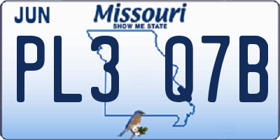 MO license plate PL3Q7B