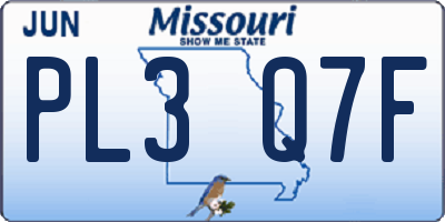 MO license plate PL3Q7F