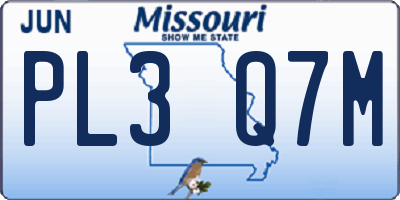 MO license plate PL3Q7M