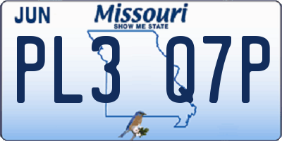 MO license plate PL3Q7P