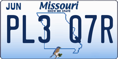 MO license plate PL3Q7R