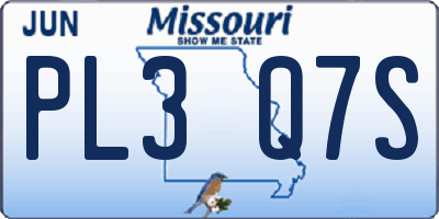 MO license plate PL3Q7S