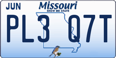 MO license plate PL3Q7T