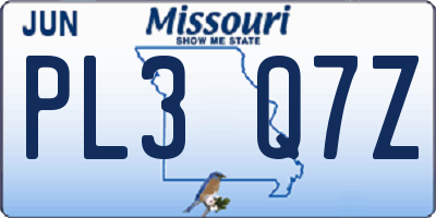 MO license plate PL3Q7Z