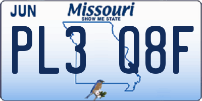 MO license plate PL3Q8F