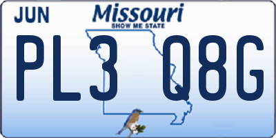 MO license plate PL3Q8G
