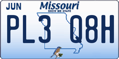 MO license plate PL3Q8H