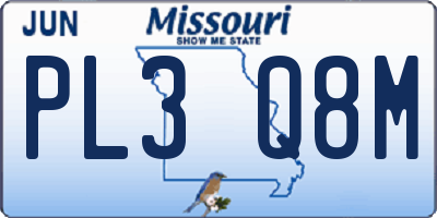 MO license plate PL3Q8M
