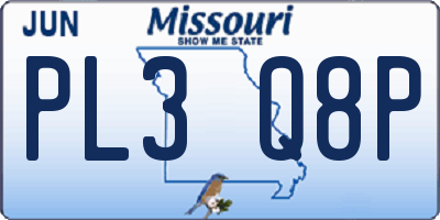 MO license plate PL3Q8P